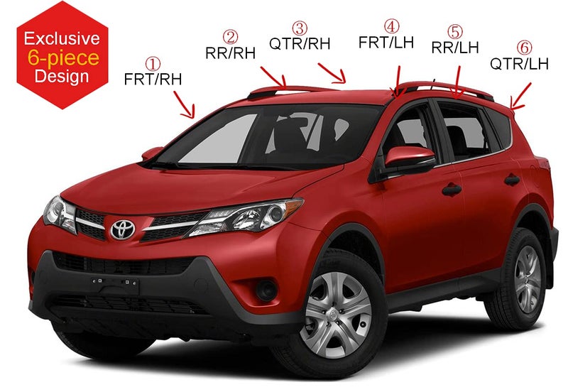 AUTO CLOVER AUTOCLOVER Tape-On Rain Guards Window Visors 6 Pcs Set for Toyota Rav4 2013 2014 2015 2016 2017 2018 / Window Deflectors, Out-Channel Vent Shades (Chrome) - Image 3
